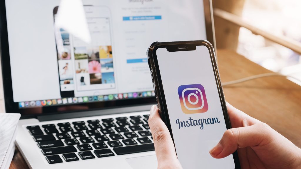 instagram logo on a phone