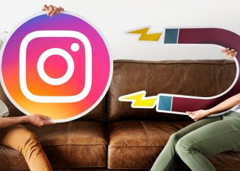 People holding an Instagram icon