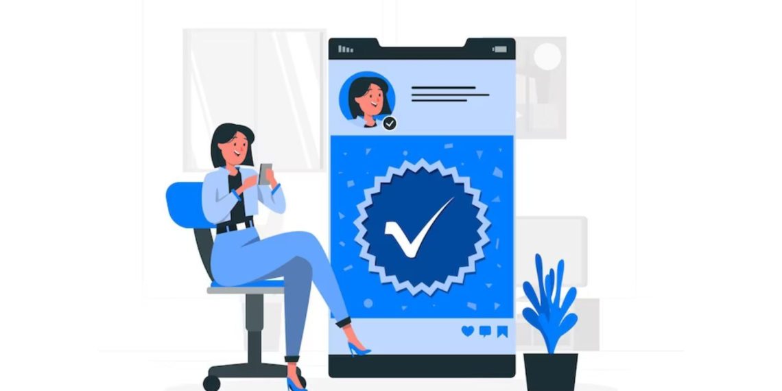 A girl sitting on chair and taking Instagram Verification Badge.