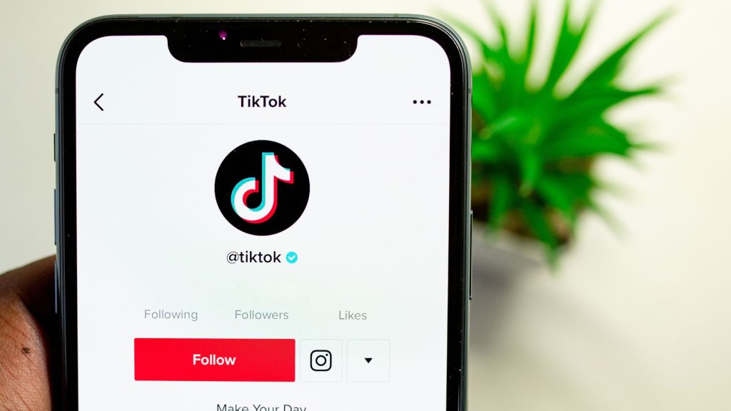 Main page of a tik tok account .